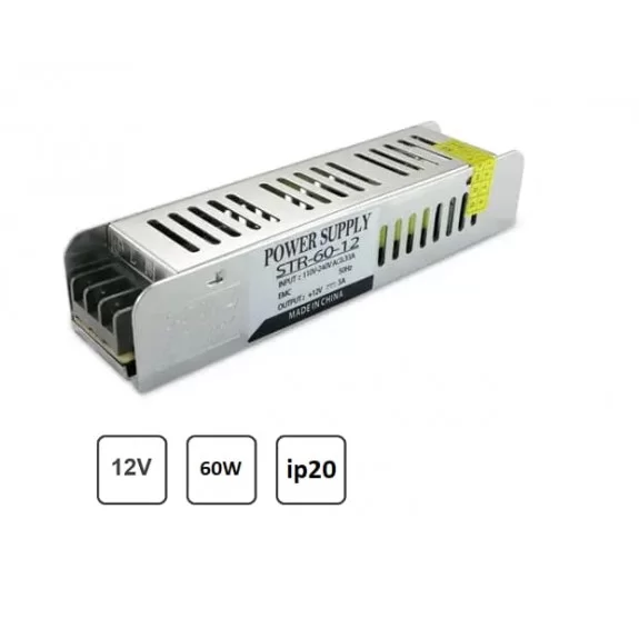 Блок живлення OEM DC12 60W 5А STR-60 вузький